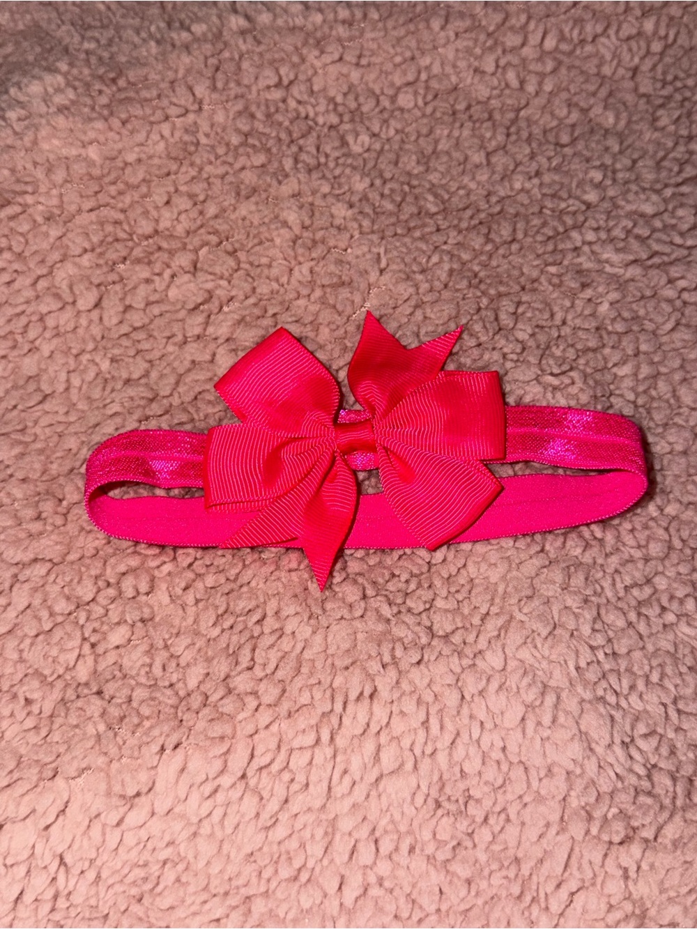 Bright Pink Bow Elastic Headband for Kids
